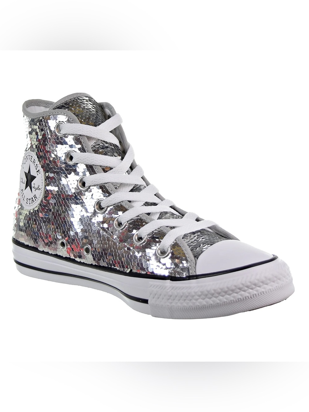 Converse High Top Sequin Sneakers - Silver
